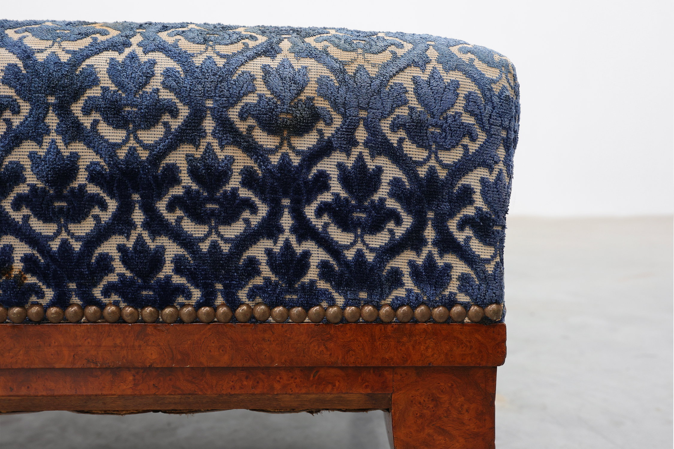 Art Deco Upholstered Footstool with Sabre Legs, France, 20th Centurythumbnail